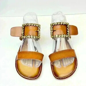 Emanuele Crasto Cuoio (brown) Leather Slides Size 9 Euro 39